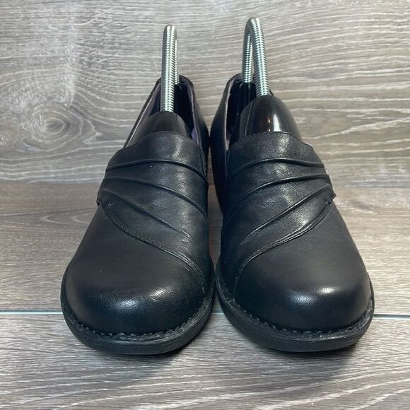 Dansko Aimee Napa Black Leather Women’s Sz 7.5-8/EU 38 Alt Closure Wedge Clogs - Picture 2 of 11